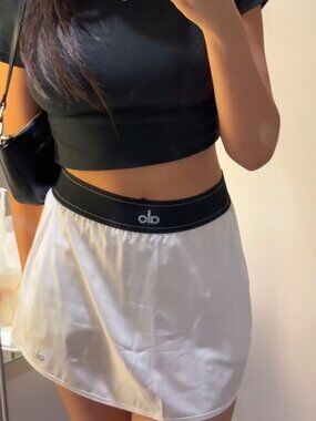 ALO Yoga White Skort with Black Waistband